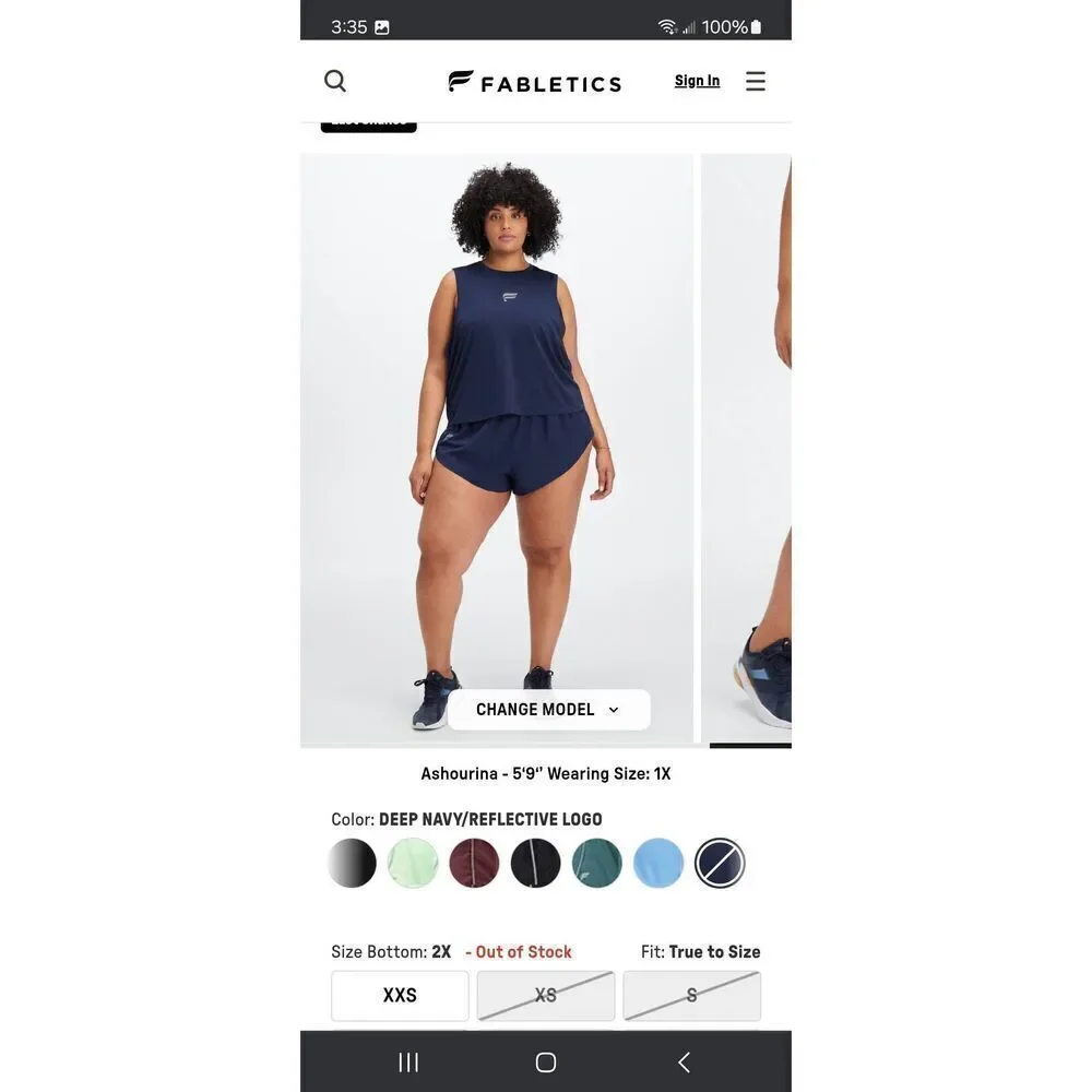 New 2X Fabletics Blue Eco Full Speed Run 2